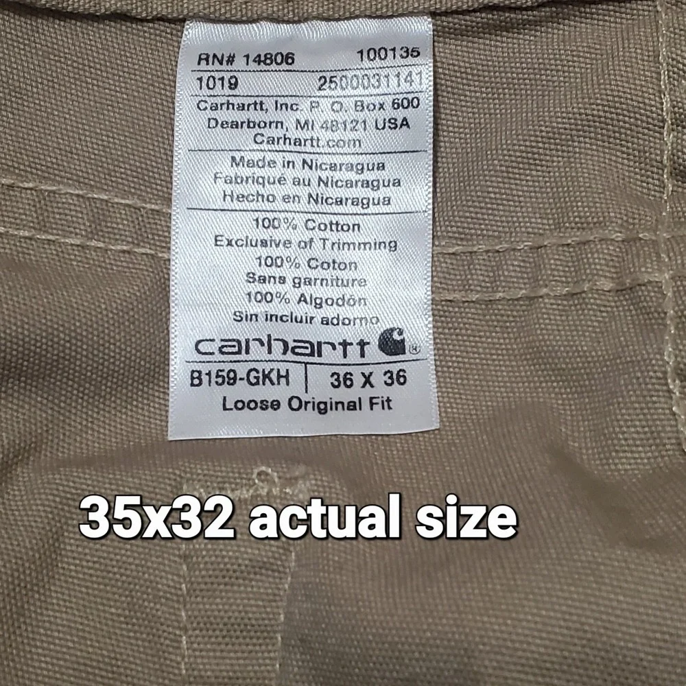 CARHARTT Men Size 36 Tan Cargo Utility Chino Pants Loose Fit Actual 35x32 Safari
